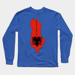 Albania flag & map Long Sleeve T-Shirt
